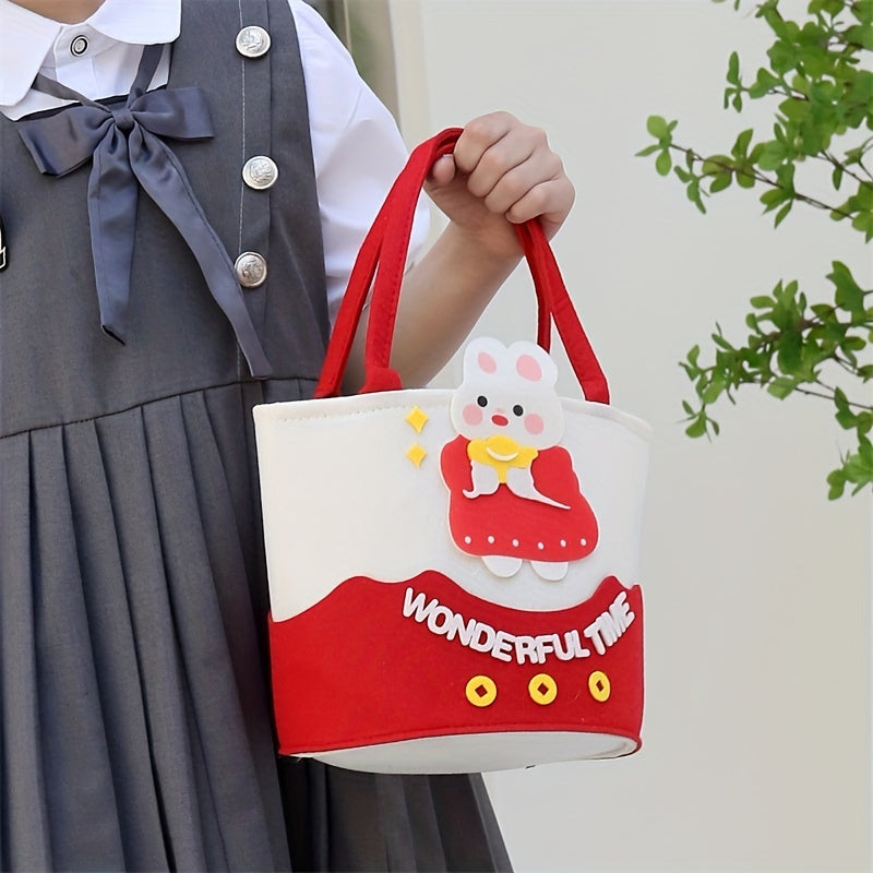 Rabbit Pattern Handbag Sweet Bucket Bag Baby Celebration Gift Storage
