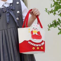 Rabbit Pattern Handbag Sweet Bucket Bag Baby Celebration Gift Storage