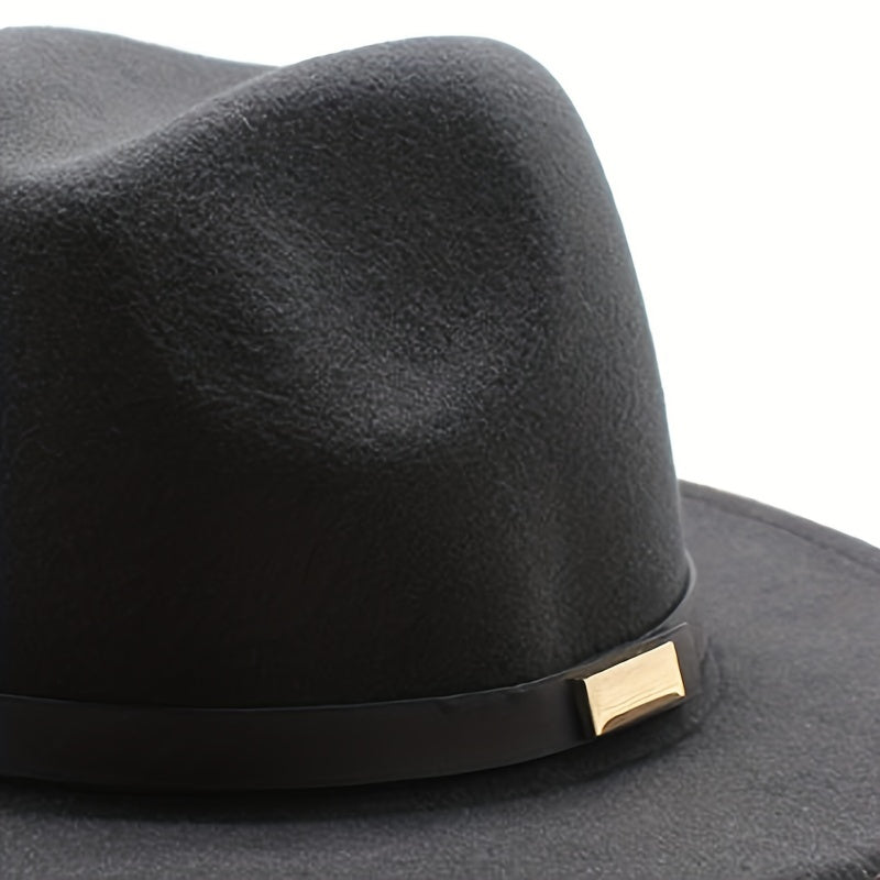 Men's Vintage Cowboy Hat Big Brim Felt Top Hat Jazz Hat