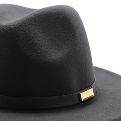 Men's Vintage Cowboy Hat Big Brim Felt Top Hat Jazz Hat