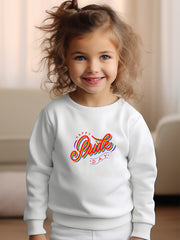 Girls Letters Pattern Crew Neck Long Sleeve Sweatshirt