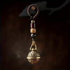Vintage Brass Lion Head Bell Keychain Men's Women's Gift Pendant