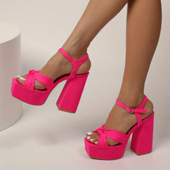 Block Heel Sandals Open Toe Ankle Strap Platform Pumps Women's Shoes