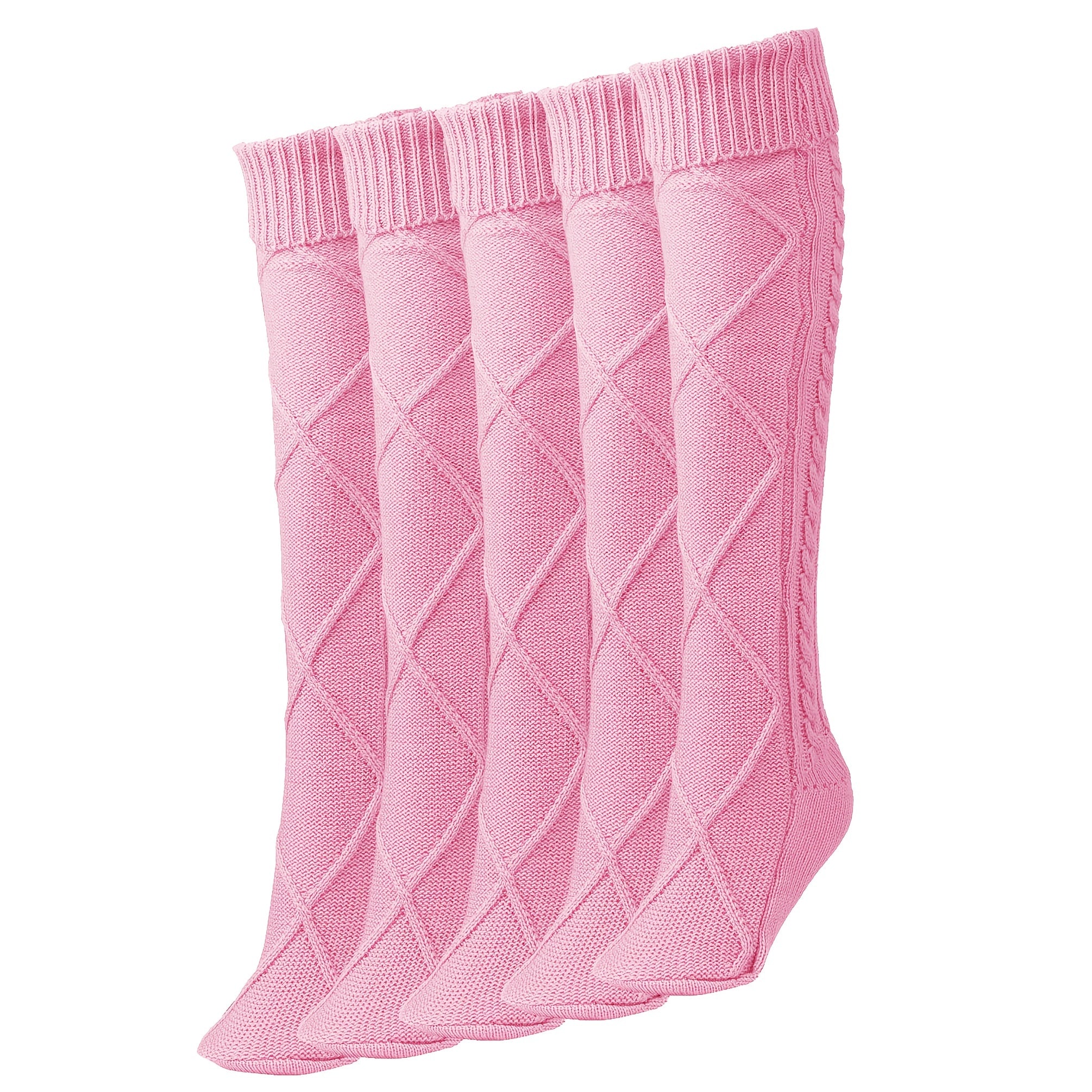 Argyle Knitted Calf Socks Warm & Comfy Knee High Socks
