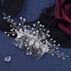 Silvery Rhinestone Bridal Hair Comb for Weddings