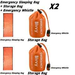 2pcs Emergency Sleeping Blankets with Survival Whistles