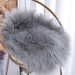 Grey Faux Fur Area Rug 12" Round Chair Pad Mat