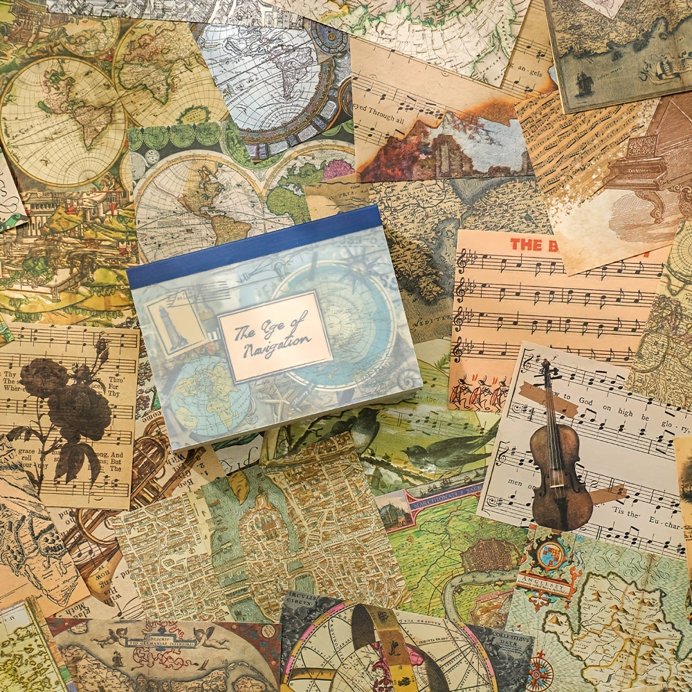 160 Sheets Vintage Navigation Map Scrapbook Paper