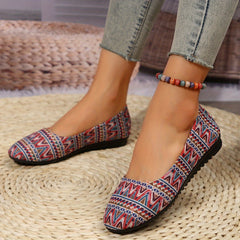 Geometric Pattern Slip On Flat Shoes Lightweight Comfortable Shoes