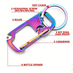 Stainless Steel 6-in-1 Carabiner Keychain Clip Multitool