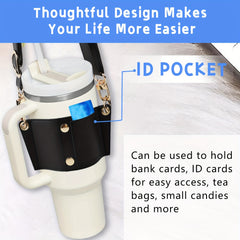 Adjustable PU Leather Cup Sleeve with Strap for Tumbler Cups