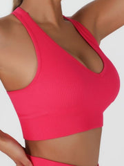 Seamless Ribbed Sports Bra Halter Tank Top