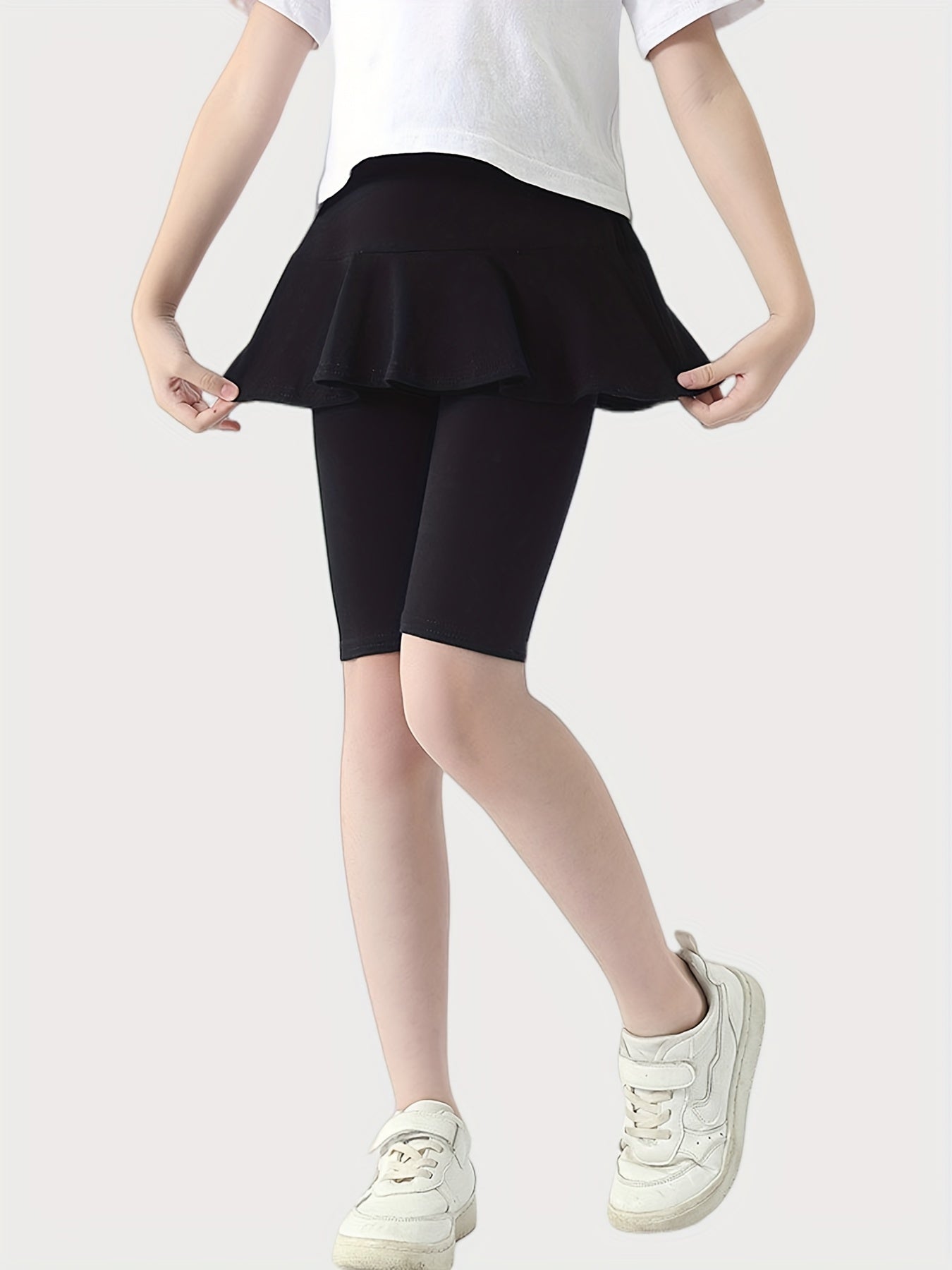 Girls Bike Shorts With Mini Skirt Dance Shorts