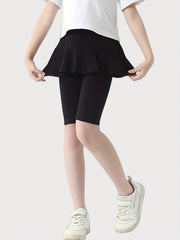 Girls Bike Shorts With Mini Skirt Dance Shorts