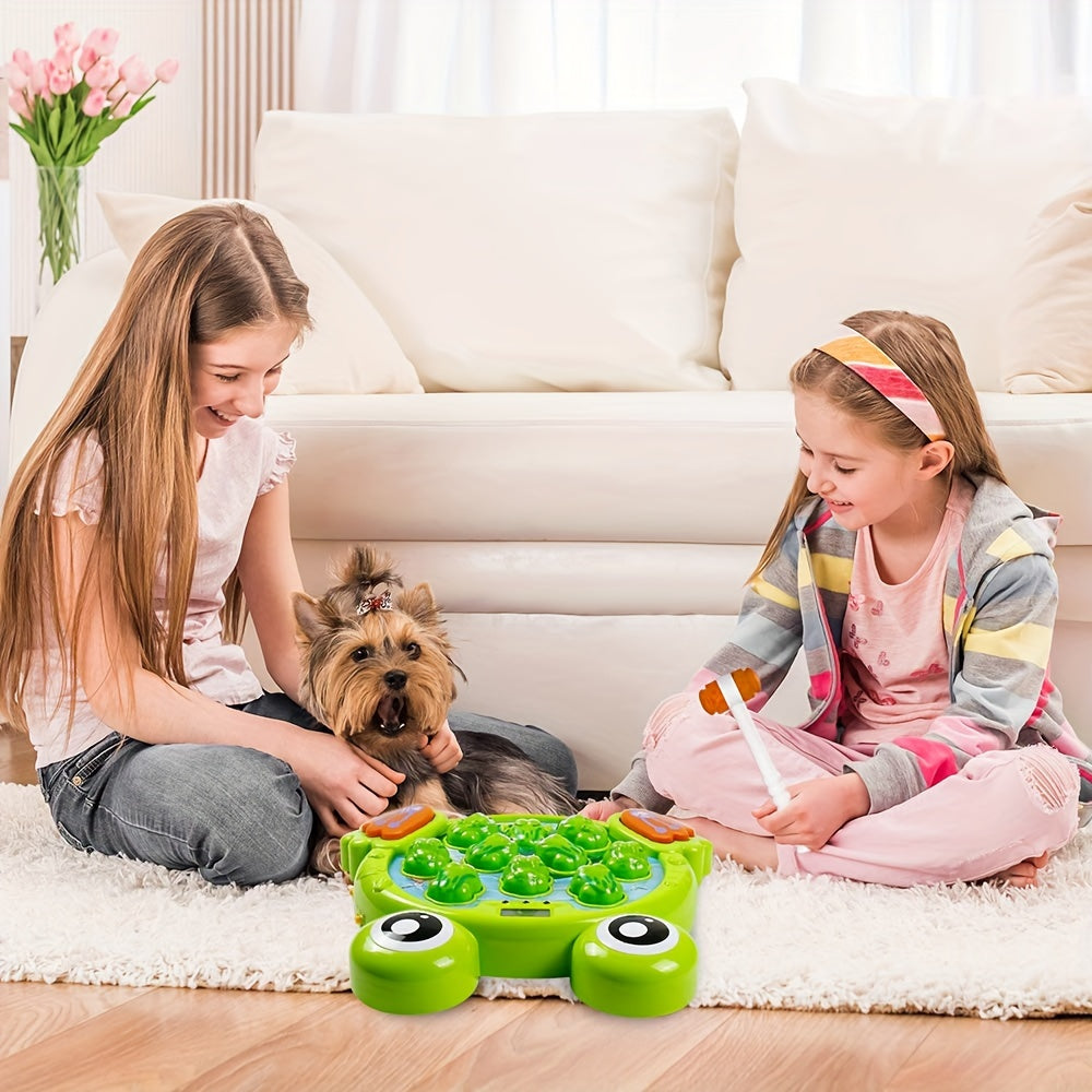 Whack a Frog Game with 2 Hammers Perfect Birthday Gift Green PP Material