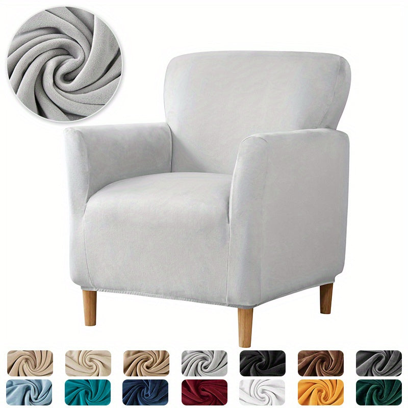 1pc Soft Armchair Slipcovers Elastic Velvet Club Tub Chair Slipcovers