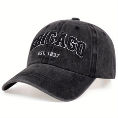 Chicago Embroidery Baseball Cap Vintage Washed Distressed Dad Hat U