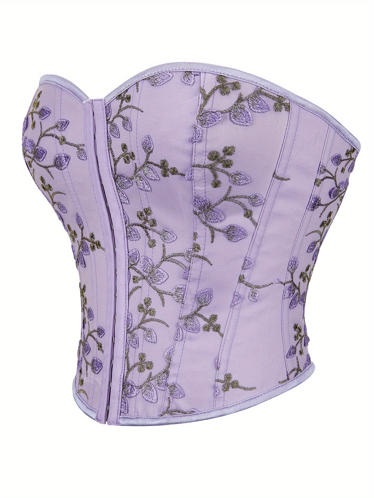 Floral Embroidery Strapless Corset Tummy Control Slimmer Top