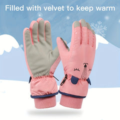 Kids Winter Waterproof Windproof Cartoon Padded Gloves