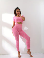 Camouflage Pattern Yoga Leggings High Waist Moisture Wicking Sports Tight Pants
