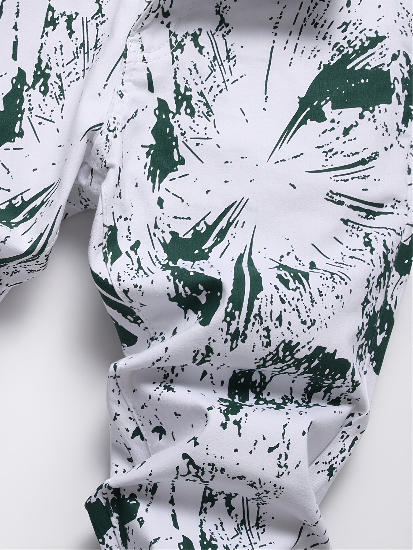 Printed Men's Jeans & Green Slim Fit Denim