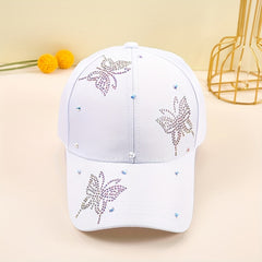 Butterfly Rhinestone Baseball Cap Casual Dad Hat Adjustable Lightweight Sun Hat