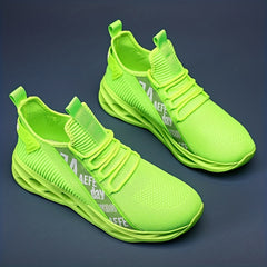 Men's Letter Print Lace Up Knit Sneakers Casual Shoes