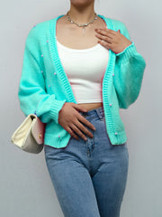 Beaded Open Front Crop Cardigan for Women