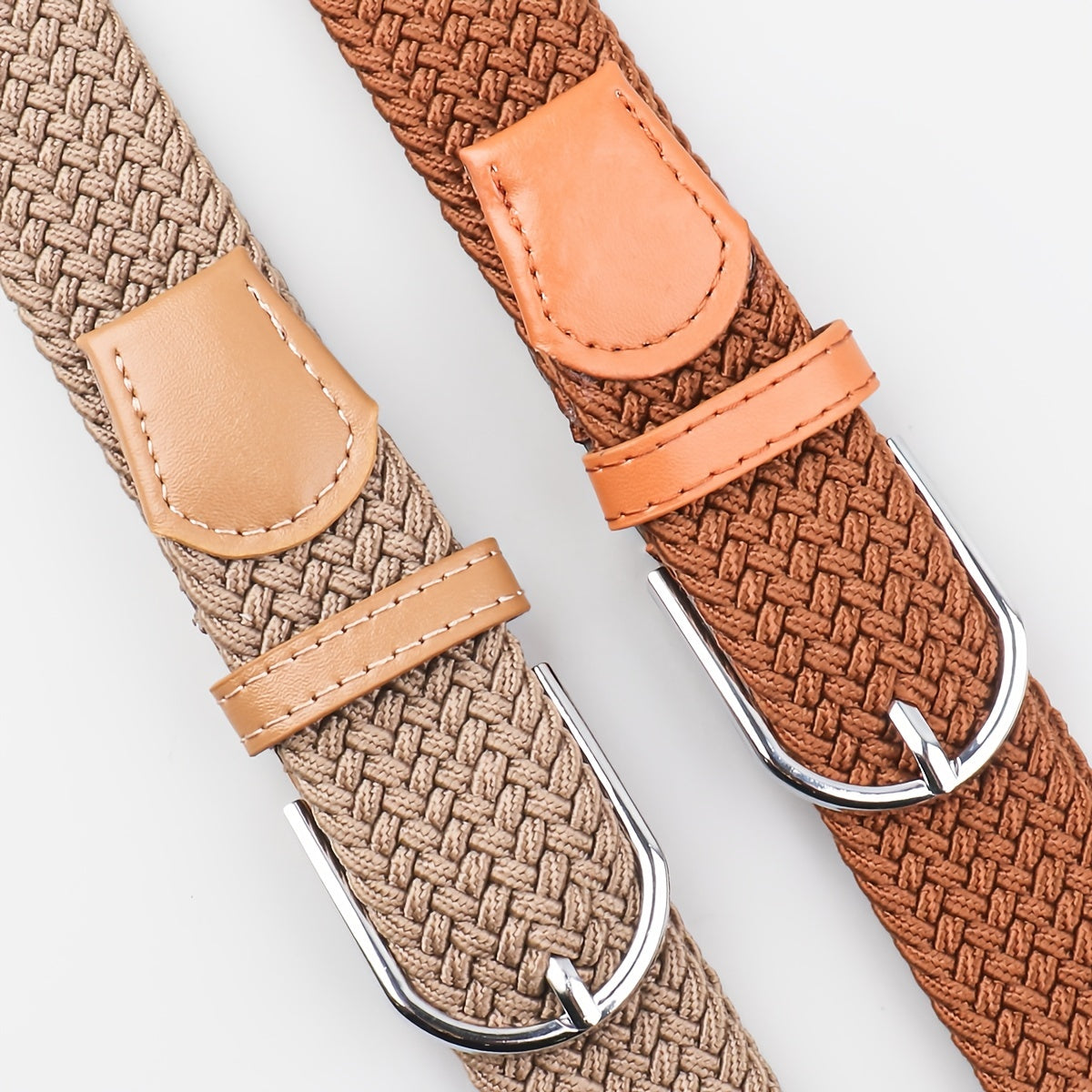 Men's Stretch Woven Braid Belt Canvas Elastic Fabric Woven Stretch Multicolored