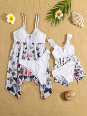 Girl's Butterfly Graphic 2 Piece Swimsuit Strappy Bikini Set