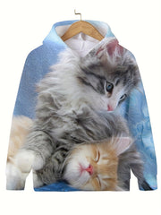 Cartoon Graphic Kitten Pattern Hoodies For Kids