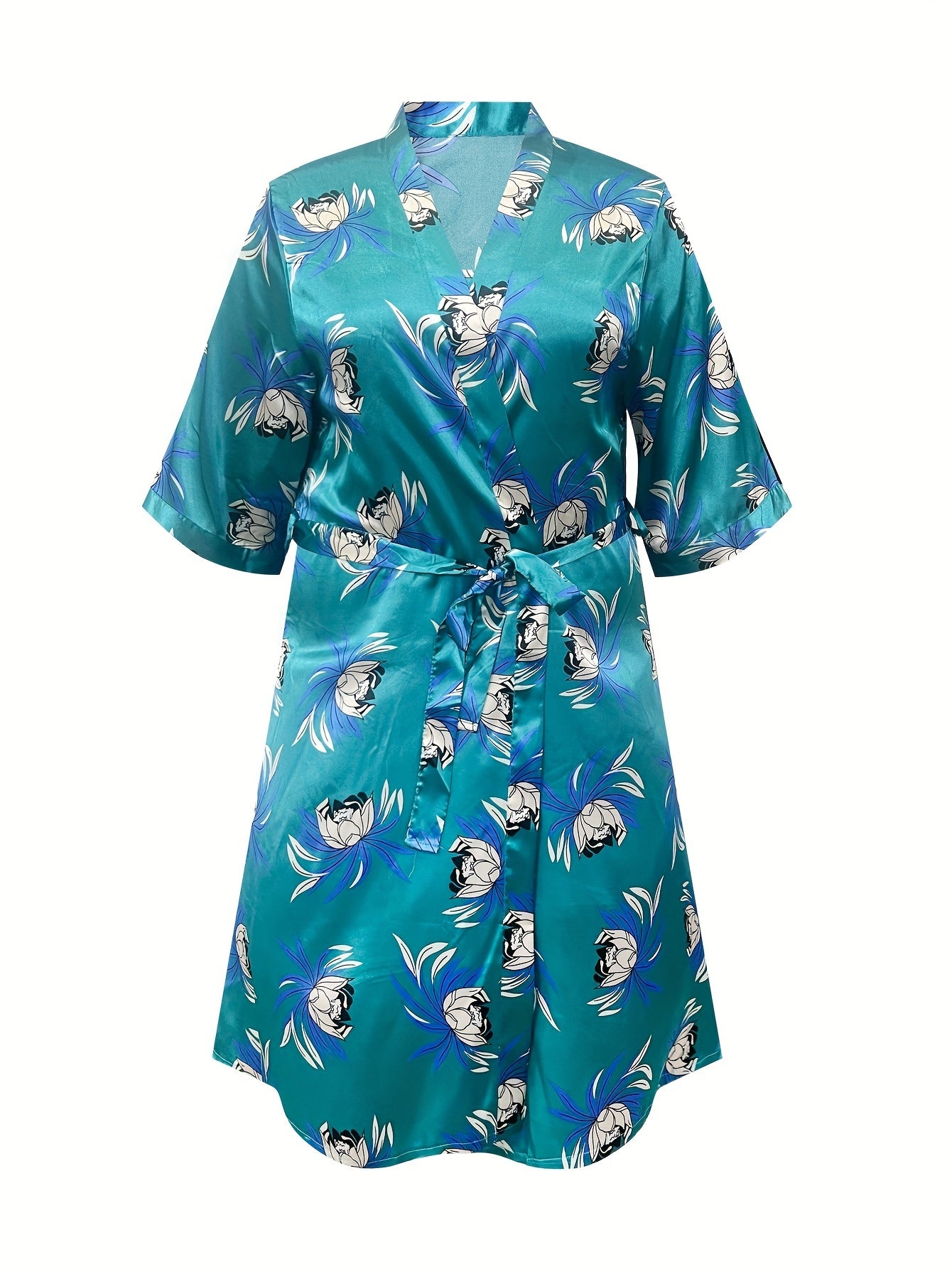 Satin Floral Nightgown & Nightdress Pajama Set Women's Plus Sleepwear