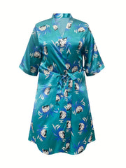Satin Floral Nightgown & Nightdress Pajama Set Women's Plus Sleepwear