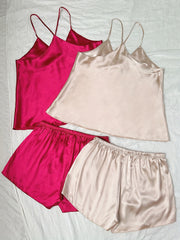 Women's Plus Satin V Neck Pajama Set