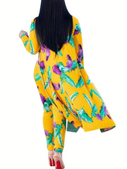 Feather Print Cover Up & Leggings Set