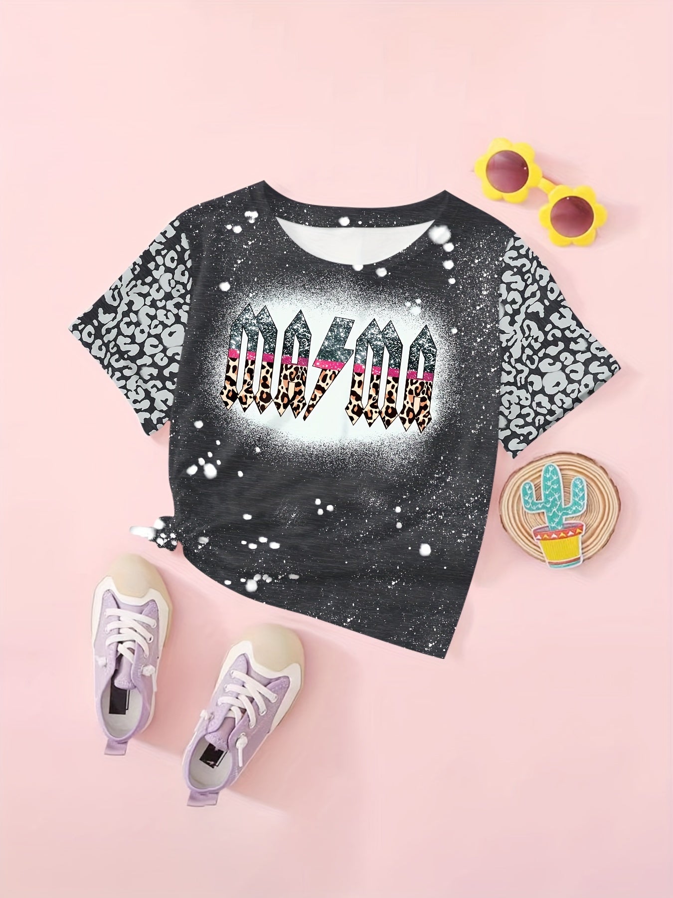 Leopard Print Graphic T-Shirt for Girls