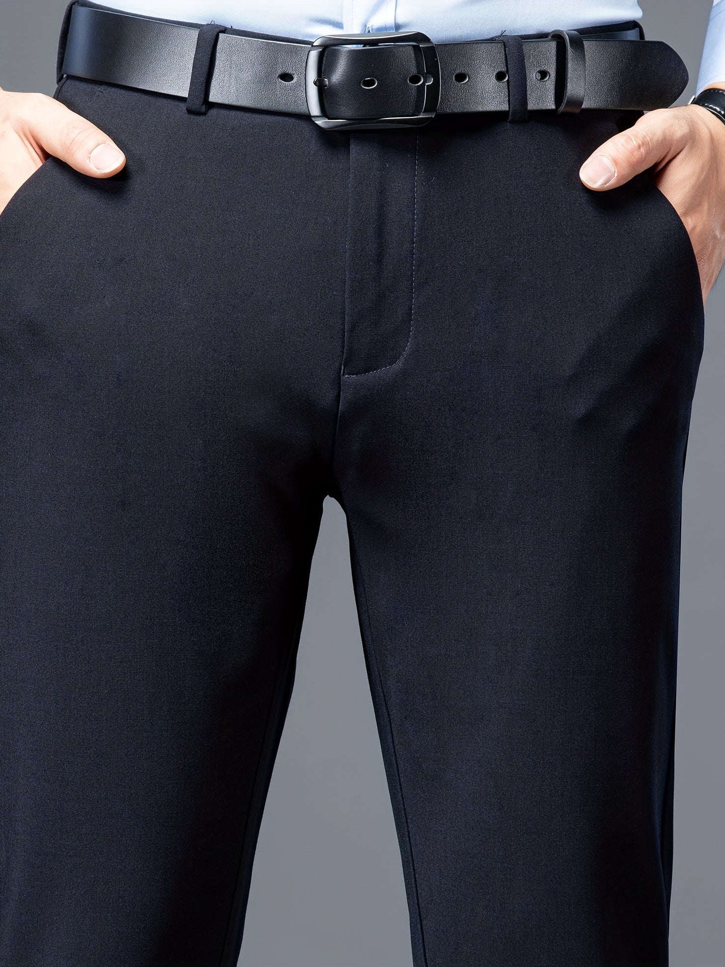 Men's Straight Fit Business Pants Flat Front Trousers
