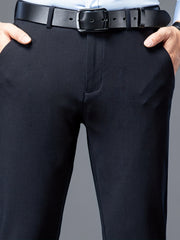 Men's Straight Fit Business Pants Flat Front Trousers