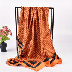 Geometric Print Bandana Silk Square Scarf Large Shawl Vintage Neckerchief