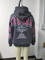 Letter Print Loose Hoodie Casual Long Sleeve Hoodies Sweatshirt