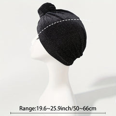 Polka Dot Velvet Turban Cap Flower Decor Head Wrap Solid Elastic Head Scarf