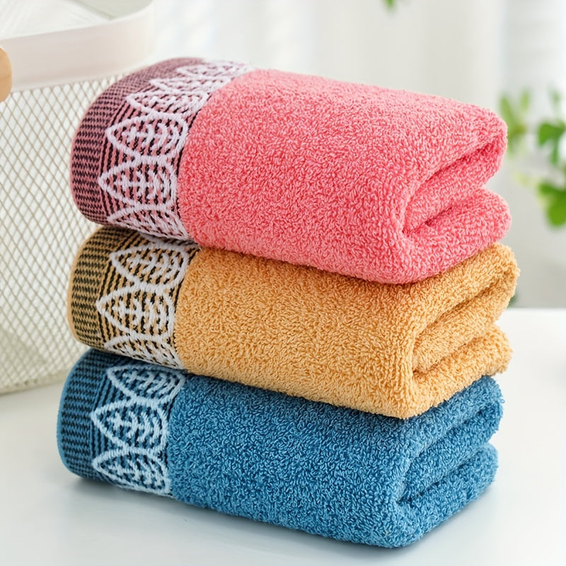 3pcs Leaf Embroidered Hand Towel Soft Absorbent Face Towel For Bathroom