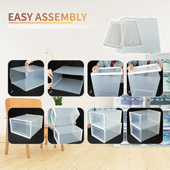 Transparent Shoe Boxes with Door - Stackable Shoe Rack Organizer