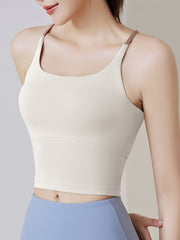 Spaghetti Strap Sports Tank Top with Chest Pad