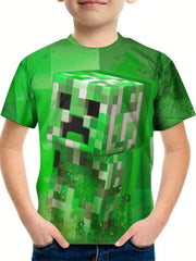 Kids Building Block Print Casual Tee Top