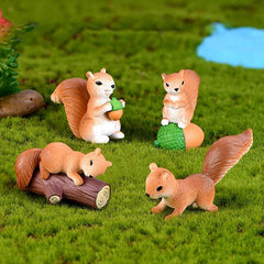 4pc Artificial Squirrel Home Decor Ornament Set
