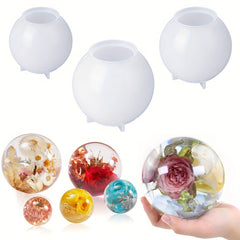 3PCS Round Ball Silicone Resin Mold for Flower Preservation