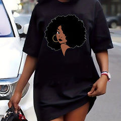 Cartoon Figure Print Casual Dress