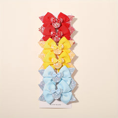 6pcs Glitter Bow Hair Clips for Baby Girls