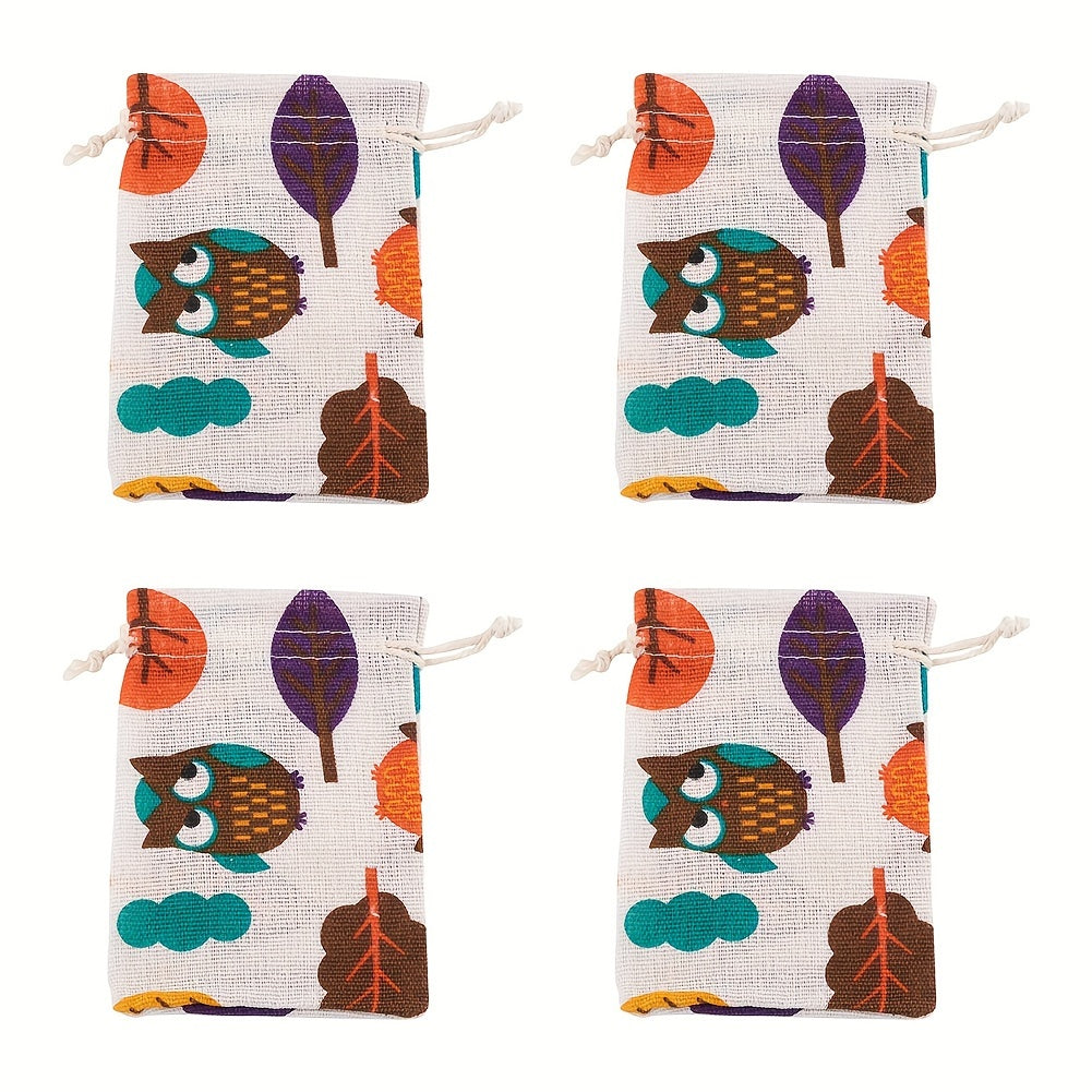 50pcs Printed Leaf Drawstring Bags 14x10cm
